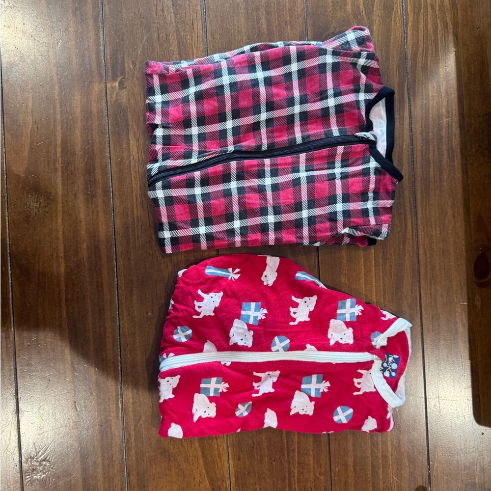 Two Christmas Kickee pants Sleepers